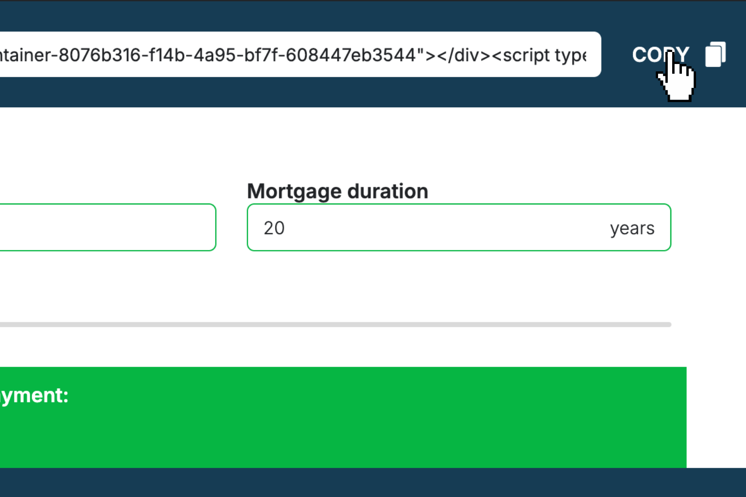 Review your calculator and copy the embed script when you're satisfied with the results.